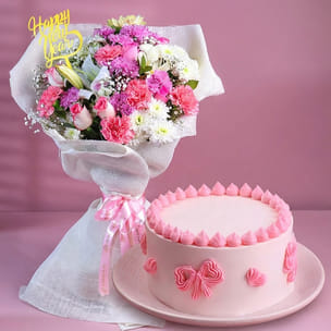 Sweet New Year Blooms & Cake Bundle